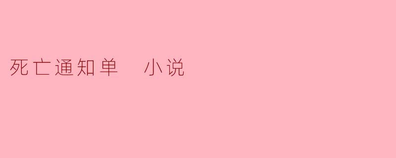 死亡通知单 小说